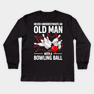 Cute Bowling Women Men Grandpa Bowler Team Bowlin Lane Spare Kids Long Sleeve T-Shirt